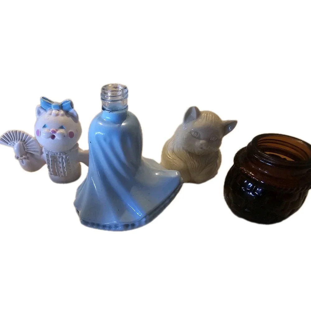Avon Collectibles Felina Fluffles And Cat Jar Vintage‎ 80s Glass